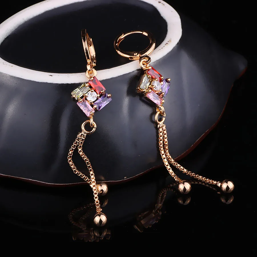 FARLENA Jewelry Geometric Shape Drop Earrings Inlay with Multicolor Zircon Crystal Long Tassel Earrings for Women
FARLENA Jewelry Geometric Shape Drop Earrings Inlay with Multicolor Zircon Crystal Long Tassel Earrings for Women