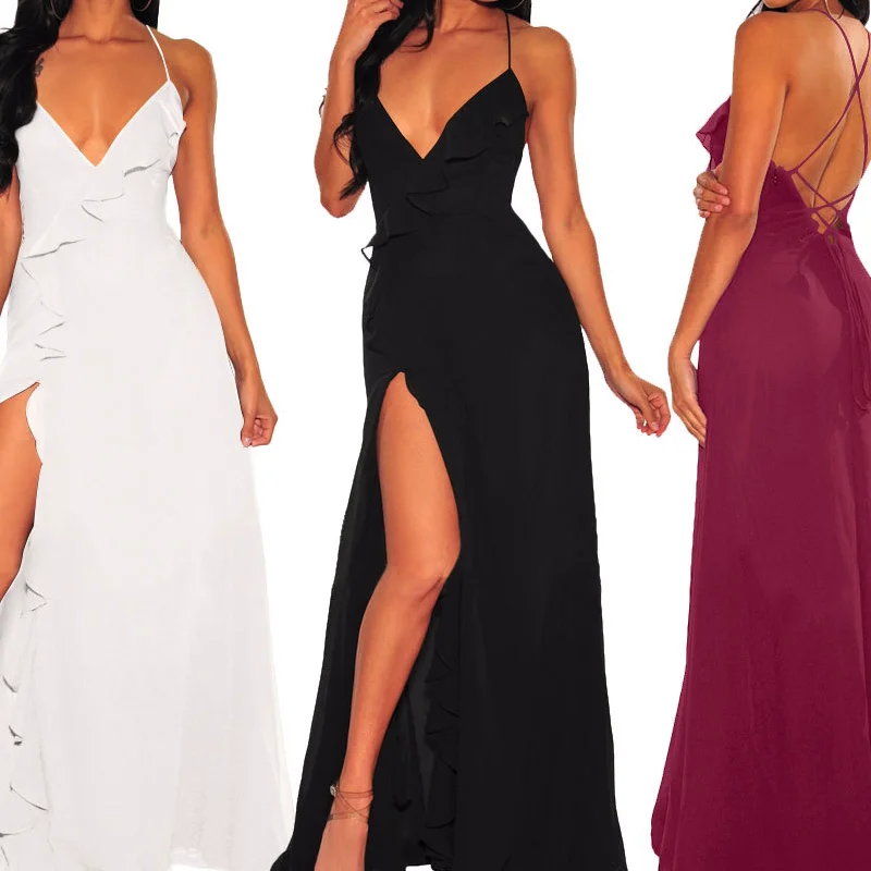 Long Style One-Piece Dress 2019 Fashion Deep V Side Slit Backless Sexy Dress Ladies Elegant Evening Party Slim Vestidos Dress
Long Style One-Piece Dress 2019 Fashion Deep V Side Slit Backless Sexy Dress Ladies Elegant Evening Party Slim Vestidos Dress