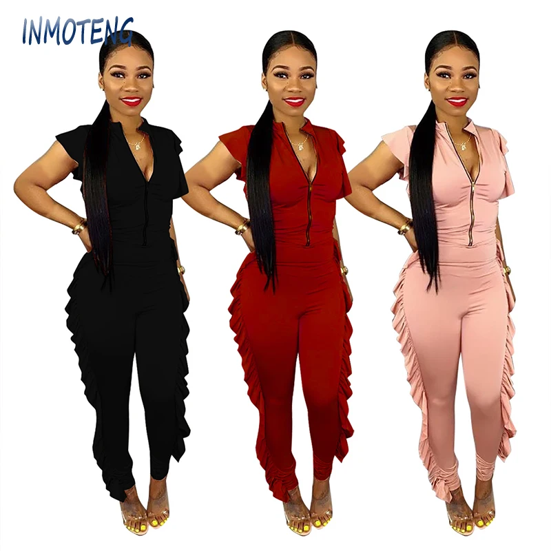 INMOTENG Plus Size S-XXL Women Ruffles Front Zipper Short Sleeve Skinny Romper Jumpsuits Fashion Summer Casual Office Jumpsuits
INMOTENG Plus Size S-XXL Women Ruffles Front Zipper Short Sleeve Skinny Romper Jumpsuits Fashion Summer Casual Office Jumpsuits