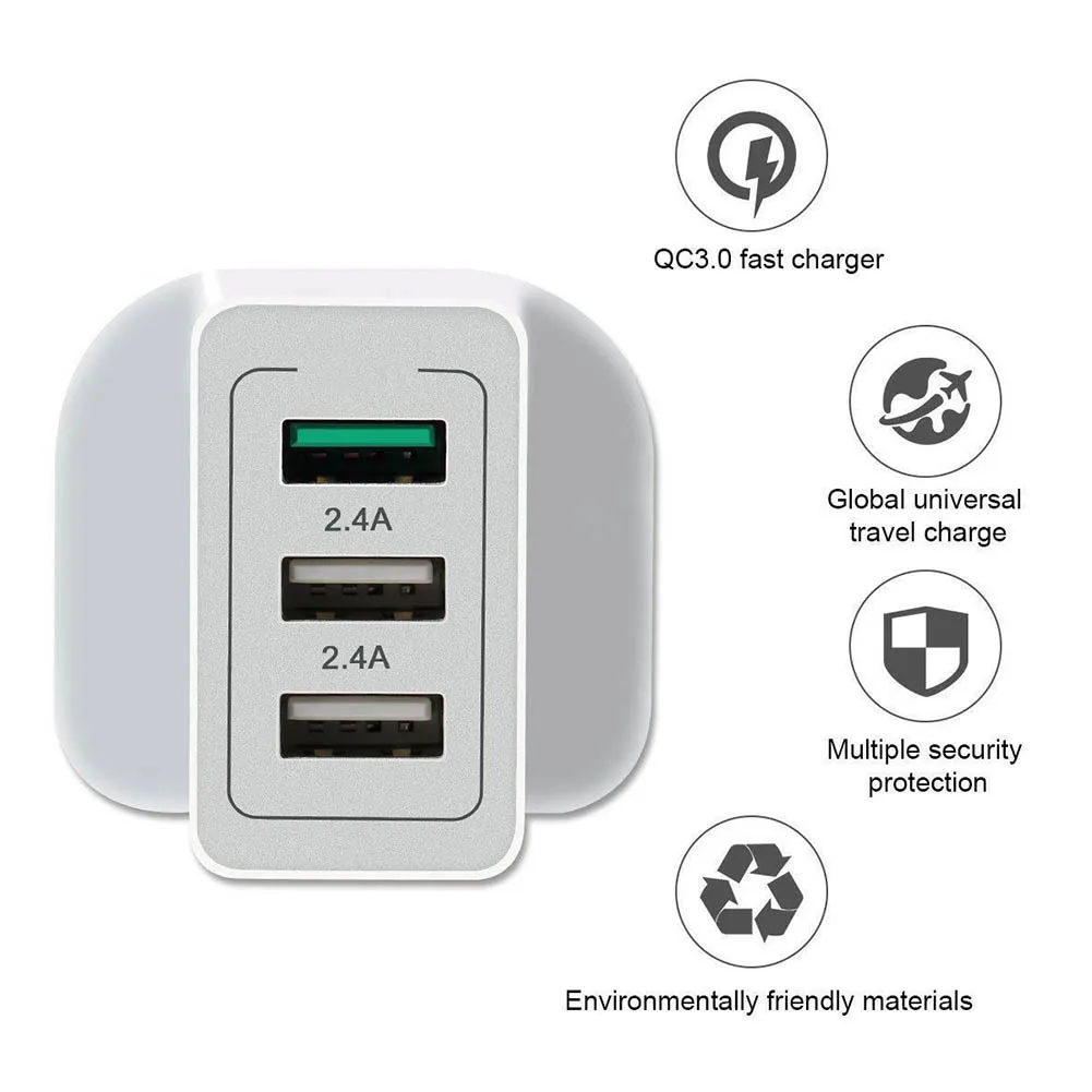 New QC 3.0 Wall Charger Quick Charging 3 Ports USB Power Adapter US/EU/UK Plug DOM668
New QC 3.0 Wall Charger Quick Charging 3 Ports USB Power Adapter US/EU/UK Plug DOM668