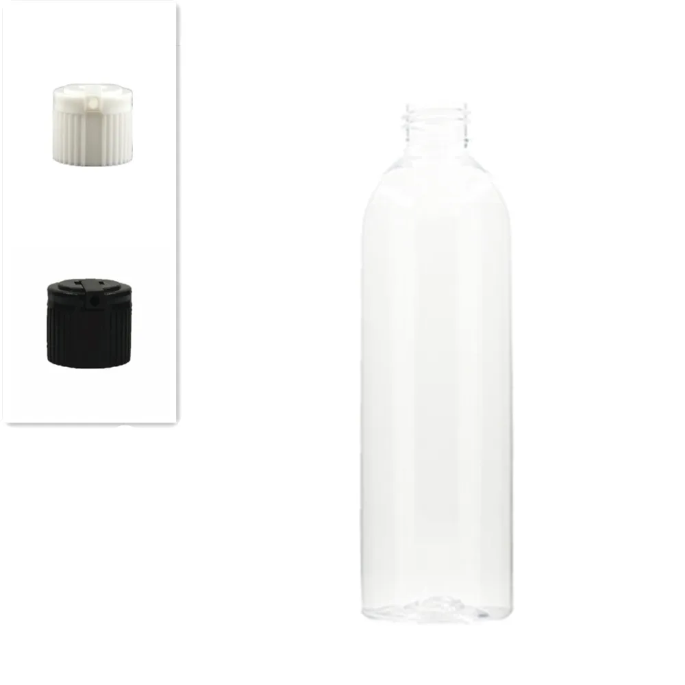 250ml empty cosmo round plastic bottle, clear pet bottle with white/black spouted cap
250ml empty cosmo round plastic bottle, clear pet bottle with white/black spouted cap
