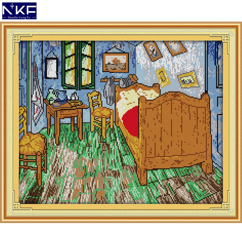 NKF Van Gogh's Bedroom Stampede Cross Stitch Pattern DIY Kit Needlework Embroidery Sets Chinese Cross Stitch for Home Decor
NKF Van Gogh's Bedroom Stampede Cross Stitch Pattern DIY Kit Needlework Embroidery Sets Chinese Cross Stitch for Home Decor