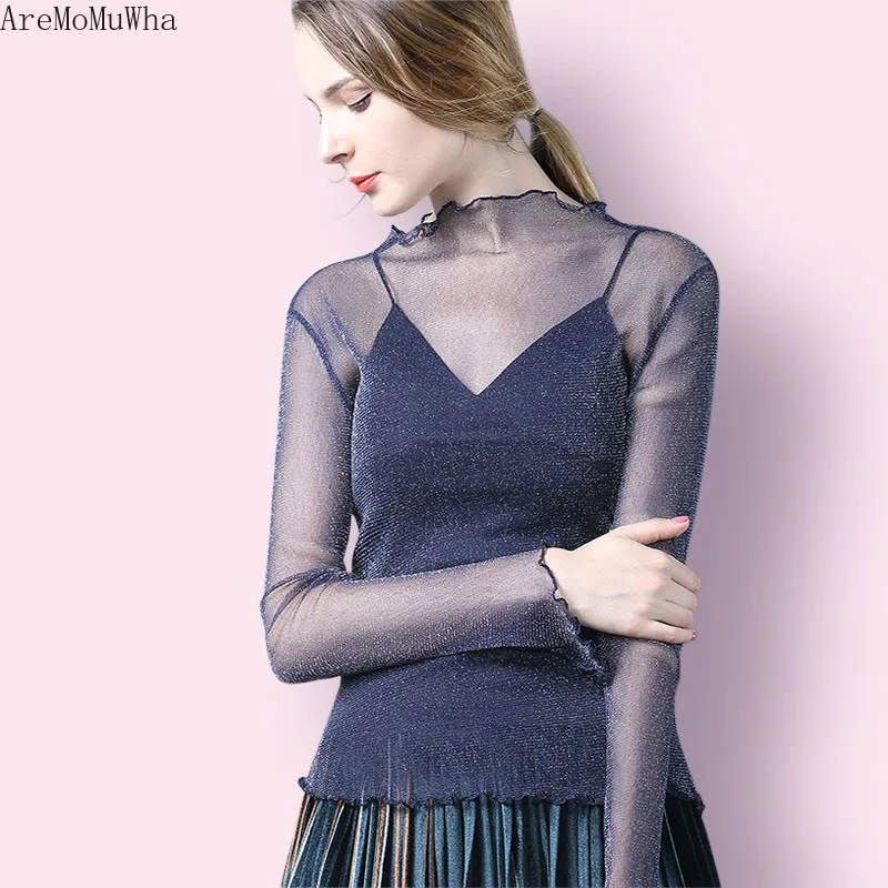 AreMoMuWha 2018 New Perspective Mesh Tops Women's Long Sleeves Inside Lace Gauze Ultra-thin Sexy Transparent Bottoming Shirt
AreMoMuWha 2018 New Perspective Mesh Tops Women's Long Sleeves Inside Lace Gauze Ultra-thin Sexy Transparent Bottoming Shirt