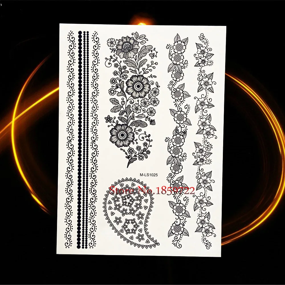1 шт. новые черные чернила Henna Водонепроницаемый татуировки hbj28 цветок Менди