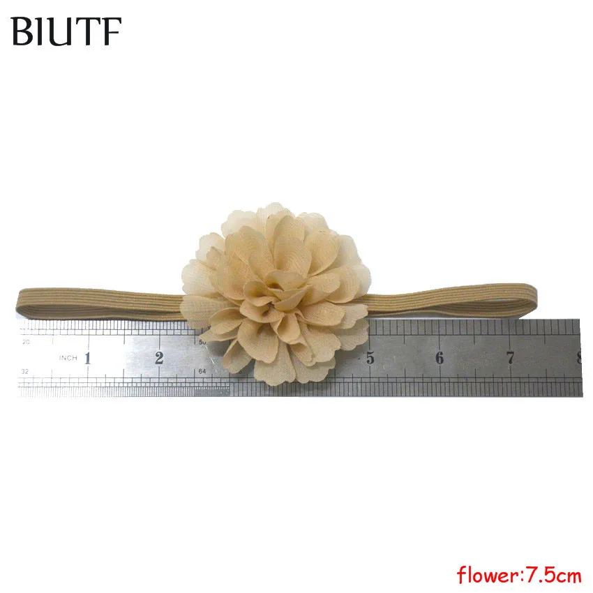 20pcs/lot Skinny Elastic Headband Girl Simple Style 7.5cm Chiffon Flower Hairband DIY Boutique 12 Color for Choose HB030 | Аксессуары