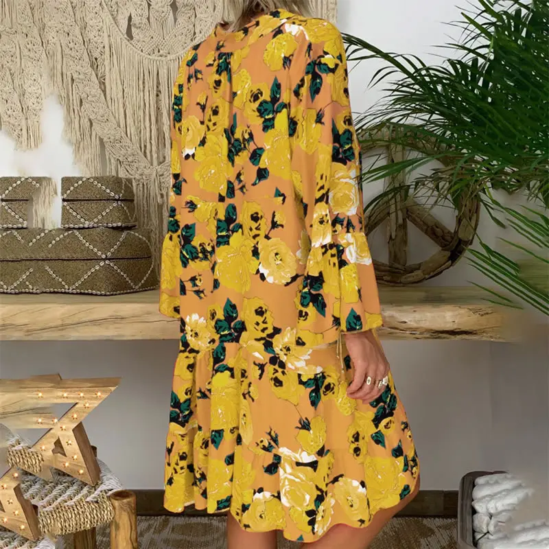 Slim One-Piece Dress 2019 Autumn Mid-Long Bohemian Floral One Piece Dress Button V Neck Holiday Beach Colorful Printed Vestidos
Slim One-Piece Dress 2019 Autumn Mid-Long Bohemian Floral One Piece Dress Button V Neck Holiday Beach Colorful Printed Vestidos