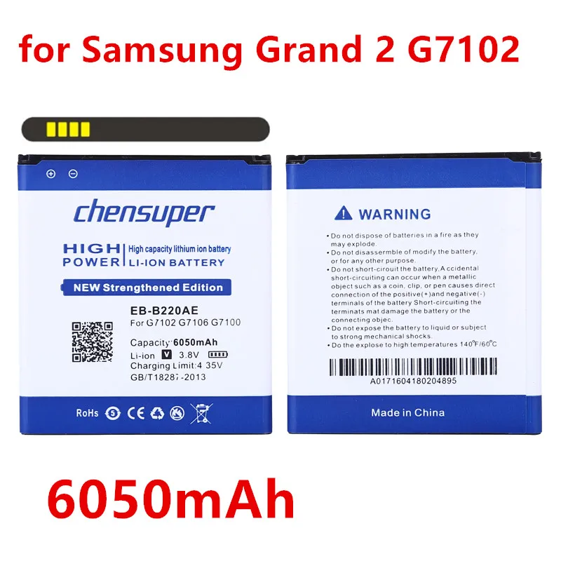 NEW EB-B220AC EB-B220AE Battery 6050mAh For Samsung Galaxy Grand2 G7108 G7102 G7109 I9295 i9507V EB-B220AE G7106 Grand 2 Battery
NEW EB-B220AC EB-B220AE Battery 6050mAh For Samsung Galaxy Grand2 G7108 G7102 G7109 I9295 i9507V EB-B220AE G7106 Grand 2 Battery