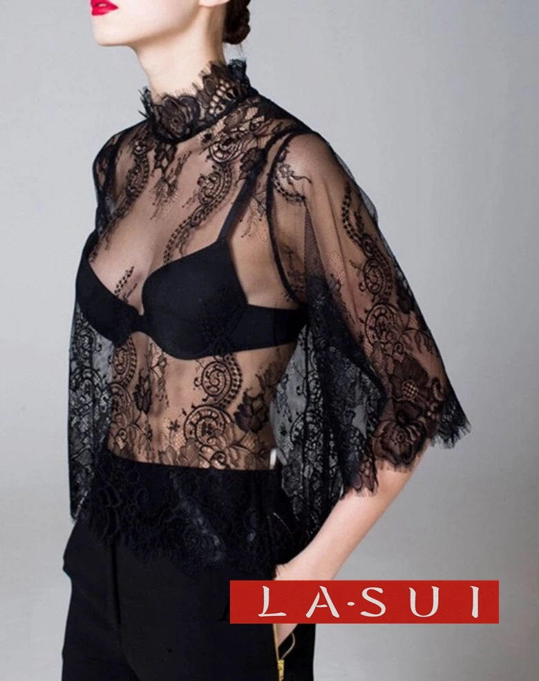 LASUI 0 68 м * 3 = 1 шт. французское кружево черное вуалетное модное платье с ресницами