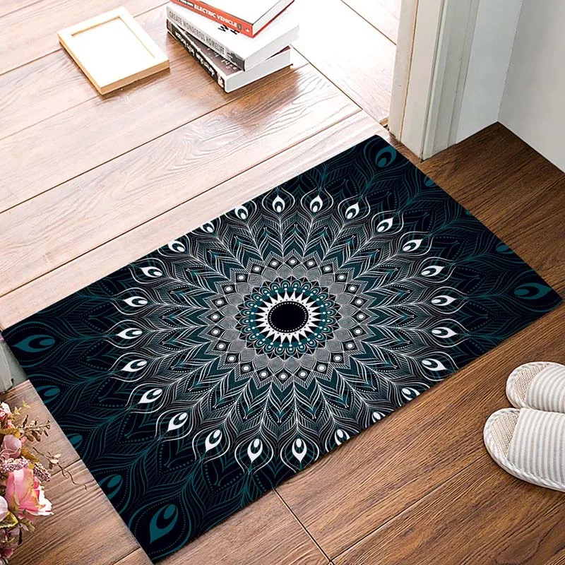 Indian Mandala Peacock Feather Ethnic Doormats Entrance Mat Floor Rug Indoor/Outdoor/Front Door/Bathroom Mats Rubber Non Slip, 1
Indian Mandala Peacock Feather Ethnic Doormats Entrance Mat Floor Rug Indoor/Outdoor/Front Door/Bathroom Mats Rubber Non Slip, 1