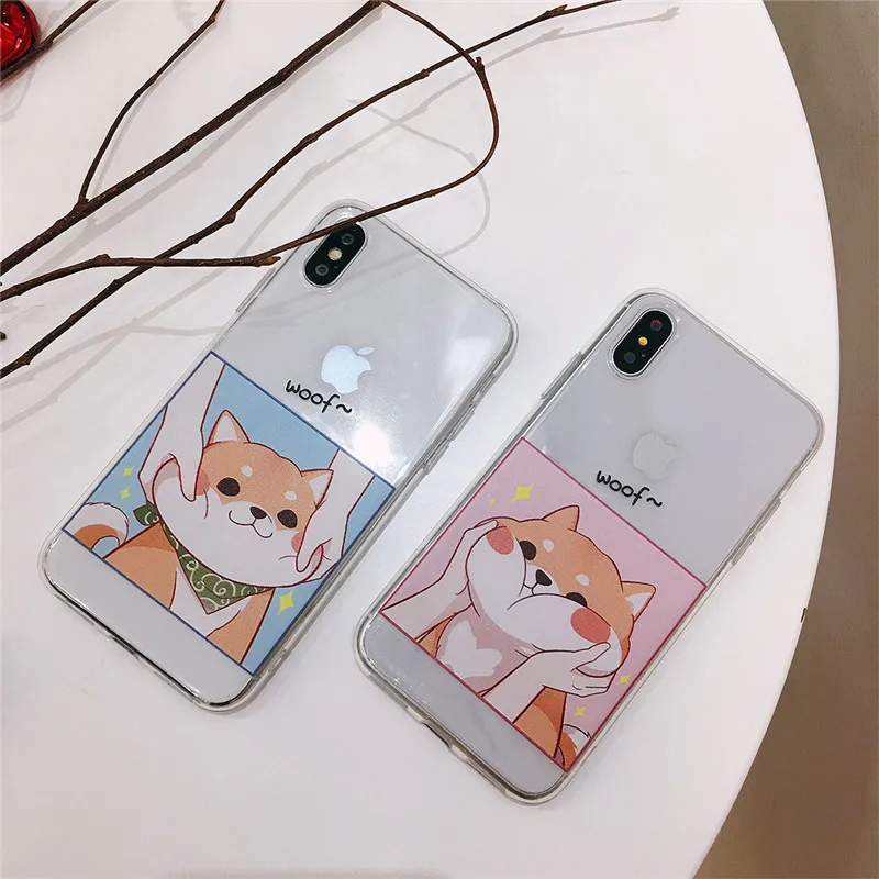 ONEYES Прозрачный чехол для смартфона iphone 7 8 Plus X милый с мультяшной собакой 6 s 6s
