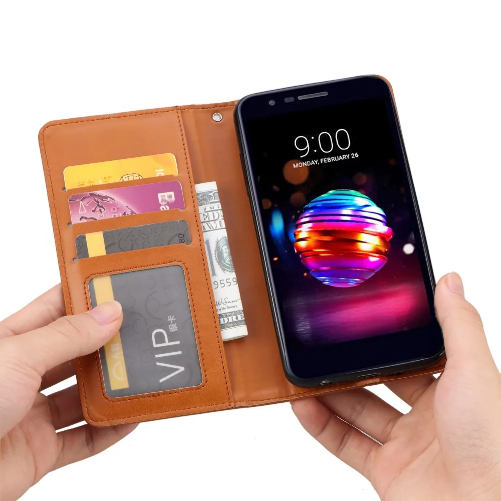FULAIKATE for LG K10 2018 Card Set Flip Case Soft Back Cover Stand Pocket Business Phone Protective Cases | Мобильные телефоны и