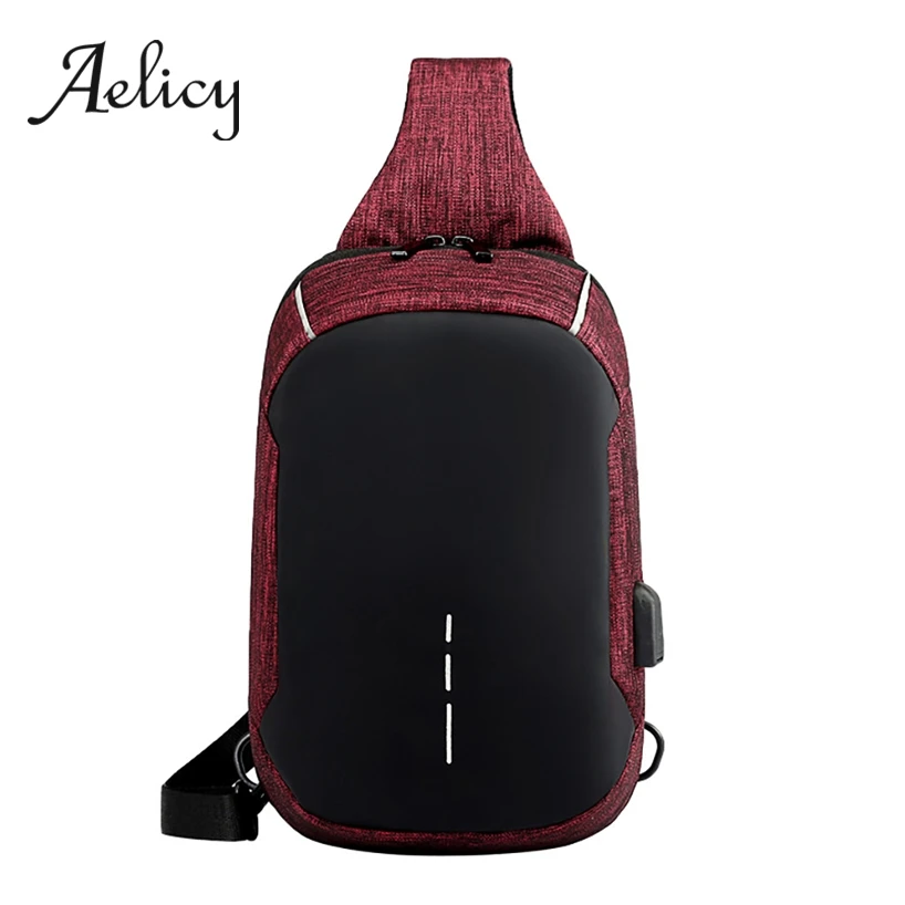 Сумка через плечо Aelicy Мужская с usb-зарядкой защитой от кражи для школы на лето 2019 |