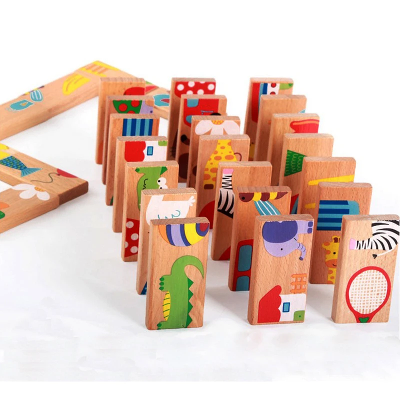 28 PCS Cartoon Domino Animal Car Pattern Block Classic Toys Dominoes Wooden Model Building Blocks Intelligence Toys for Children
28 PCS Cartoon Domino Animal Car Pattern Block Classic Toys Dominoes Wooden Model Building Blocks Intelligence Toys for Children