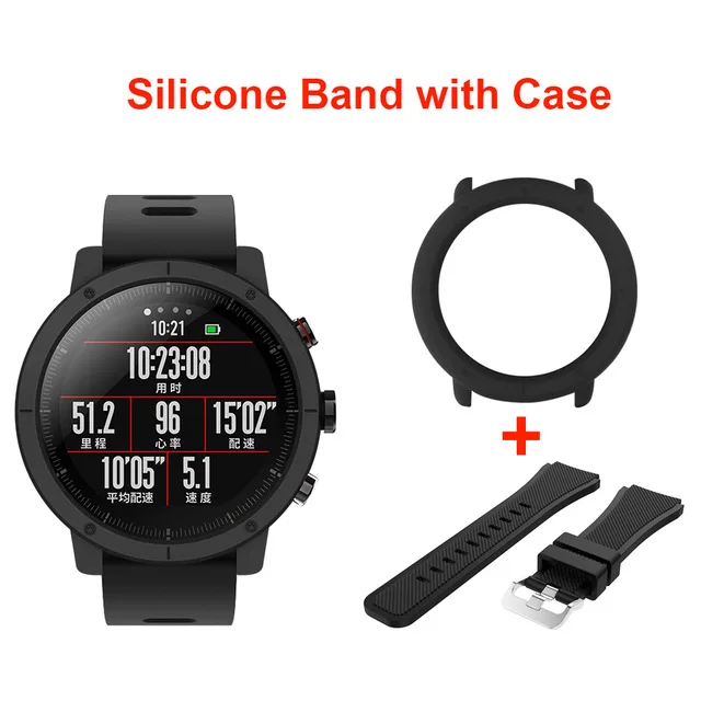 Силиконовый сменный ремешок для часов с тонкой рамкой Xiaomi Huami Amazfit Strato 2 полностью