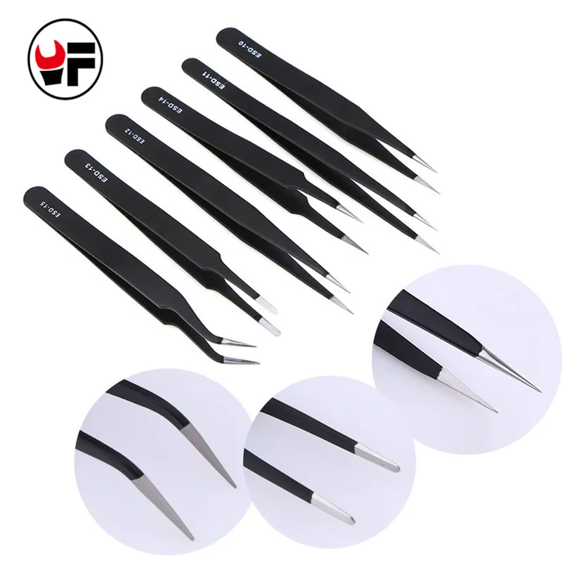 6pcs Precision Tweezers Set Stainless Steel Anti-Static Tweezer Portable Resists Corrosion Repair Hand Tool Solder Station DN144
6pcs Precision Tweezers Set Stainless Steel Anti-Static Tweezer Portable Resists Corrosion Repair Hand Tool Solder Station DN144