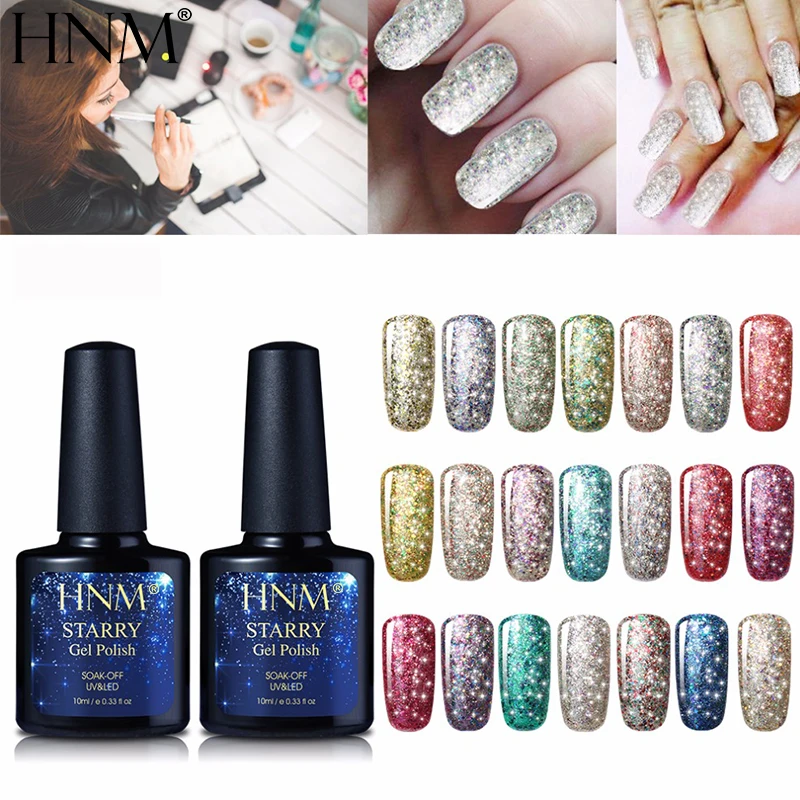 HNM 10 мл Звездное Bling УФ гель для ногтей украшенной звездой Лаки лак био Гели Soak Off