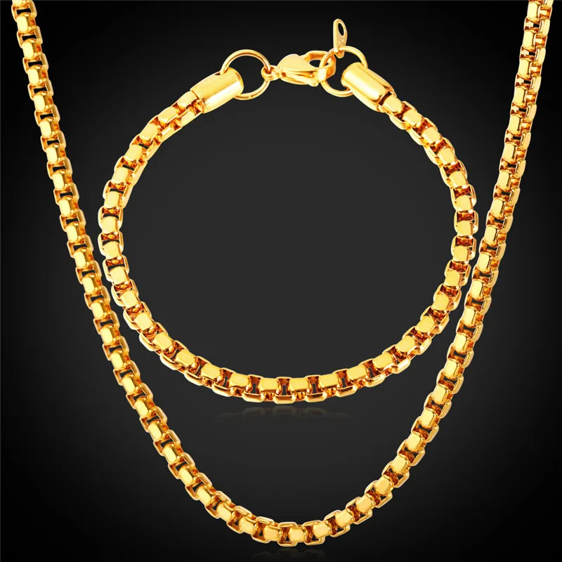 Jewelry Box Chain Bracelet Necklace Set Cool Item 5MM 55CM 21CM Hot Sale Trendy Men Gold Color Jewelry Set GNH1148
Jewelry Box Chain Bracelet Necklace Set Cool Item 5MM 55CM 21CM Hot Sale Trendy Men Gold Color Jewelry Set GNH1148
