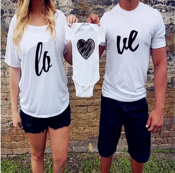 Летние футболки с надписью Love Family Look новинка 2017 детский комбинезон для отца и