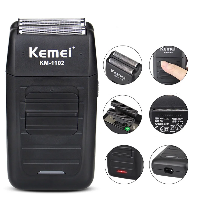 Kemei KM-1102 Перезаряжаемые аккумуляторная электробритва для Для мужчин с двойным