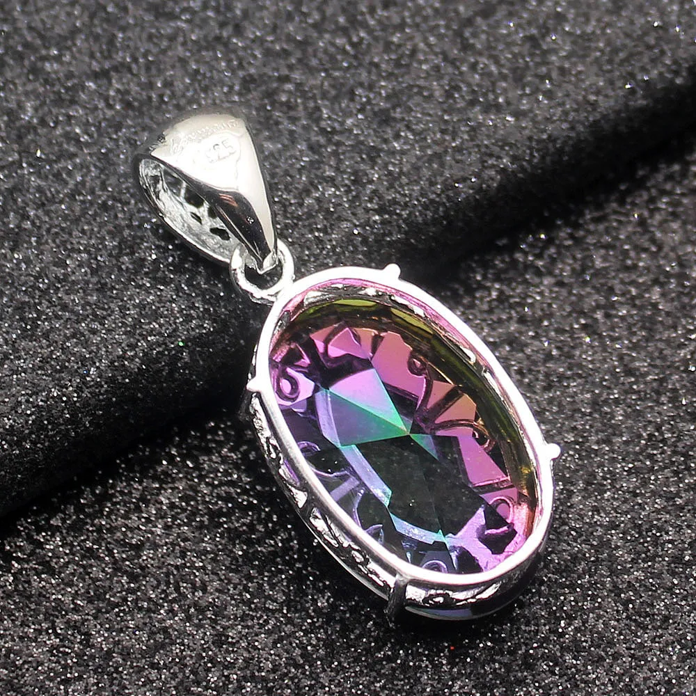 Pretty Solitaire Oval Rainbow Fire Topaz925 Sterling Silver Color Charms Pendant Chain Necklace 20 Inch
Pretty Solitaire Oval Rainbow Fire Topaz925 Sterling Silver Color Charms Pendant Chain Necklace 20 Inch