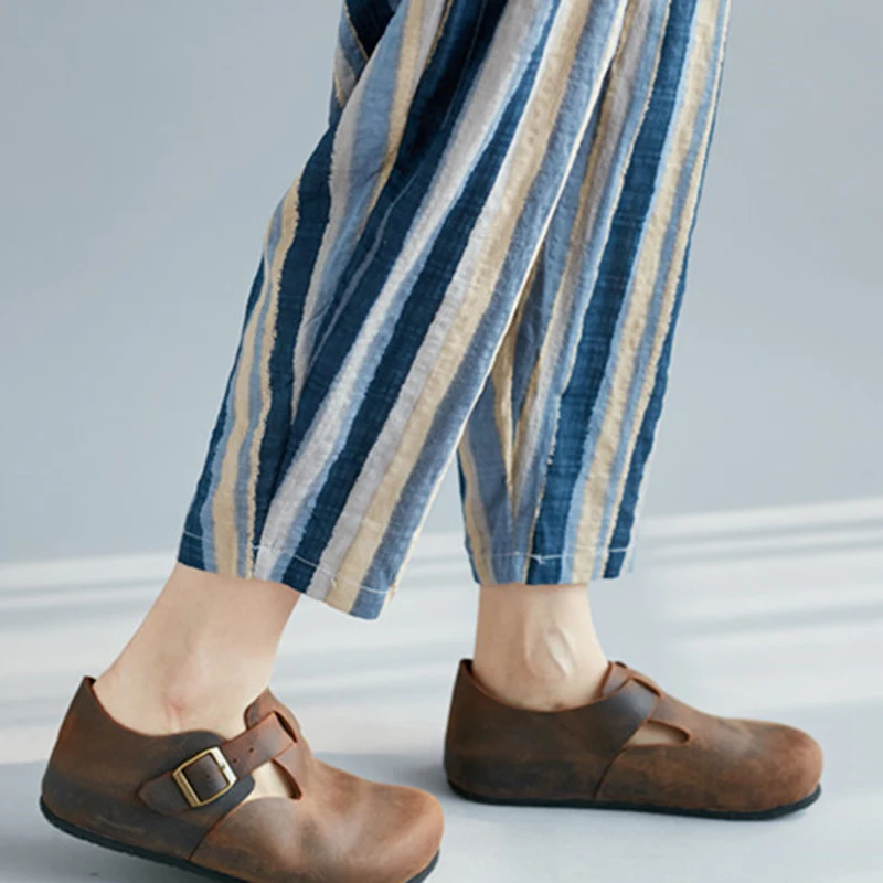 Women Linen Cotton Harem Pants Loose Trousers Casual Striped Elastic Waist Ankle-Length Vintage Summer Fashion 904-A436
Women Linen Cotton Harem Pants Loose Trousers Casual Striped Elastic Waist Ankle-Length Vintage Summer Fashion 904-A436