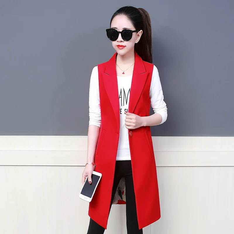 Women's suits vest spring and autumn 2019 new Korean Slim Sleeveless vest vest in the long section of the jacket TB18207
Women's suits vest spring and autumn 2019 new Korean Slim Sleeveless vest vest in the long section of the jacket TB18207