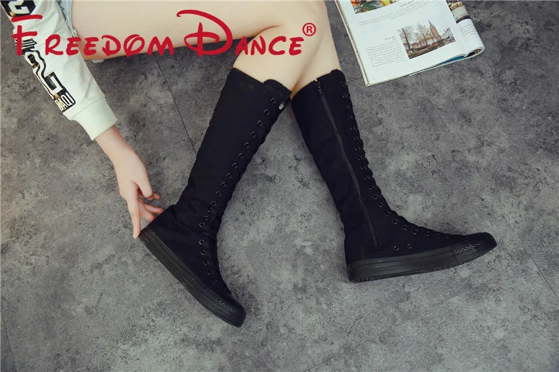 Size 34-43 Classic Canvas Knee High Boots Jazz Dance Boot For Women Lace Up Side Zipper Slim Dance Sneakers Girls Black White
Size 34-43 Classic Canvas Knee High Boots Jazz Dance Boot For Women Lace Up Side Zipper Slim Dance Sneakers Girls Black White