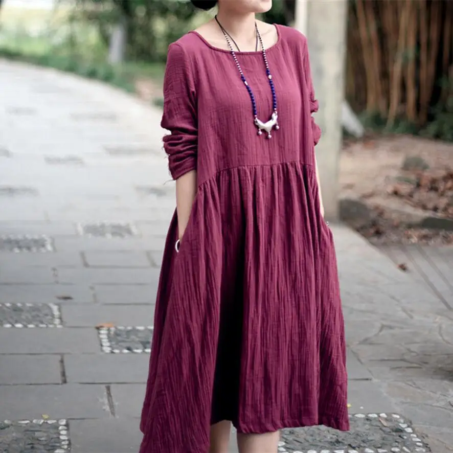 Autumn 2022 NEW Summer women long sleeve cotton linen pleated dress, Spring dress Navy Blue Black Red
Autumn 2022 NEW Summer women long sleeve cotton linen pleated dress, Spring dress Navy Blue Black Red