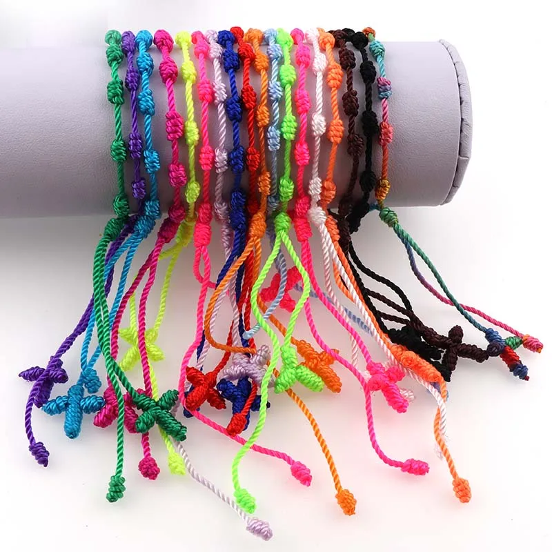 Multicolor Handmade rope Knotted Cross Rosary Bracelets Pulseras Decenarios Cross Bracelets of Religious Gifts 12 pieces
Multicolor Handmade rope Knotted Cross Rosary Bracelets Pulseras Decenarios Cross Bracelets of Religious Gifts 12 pieces