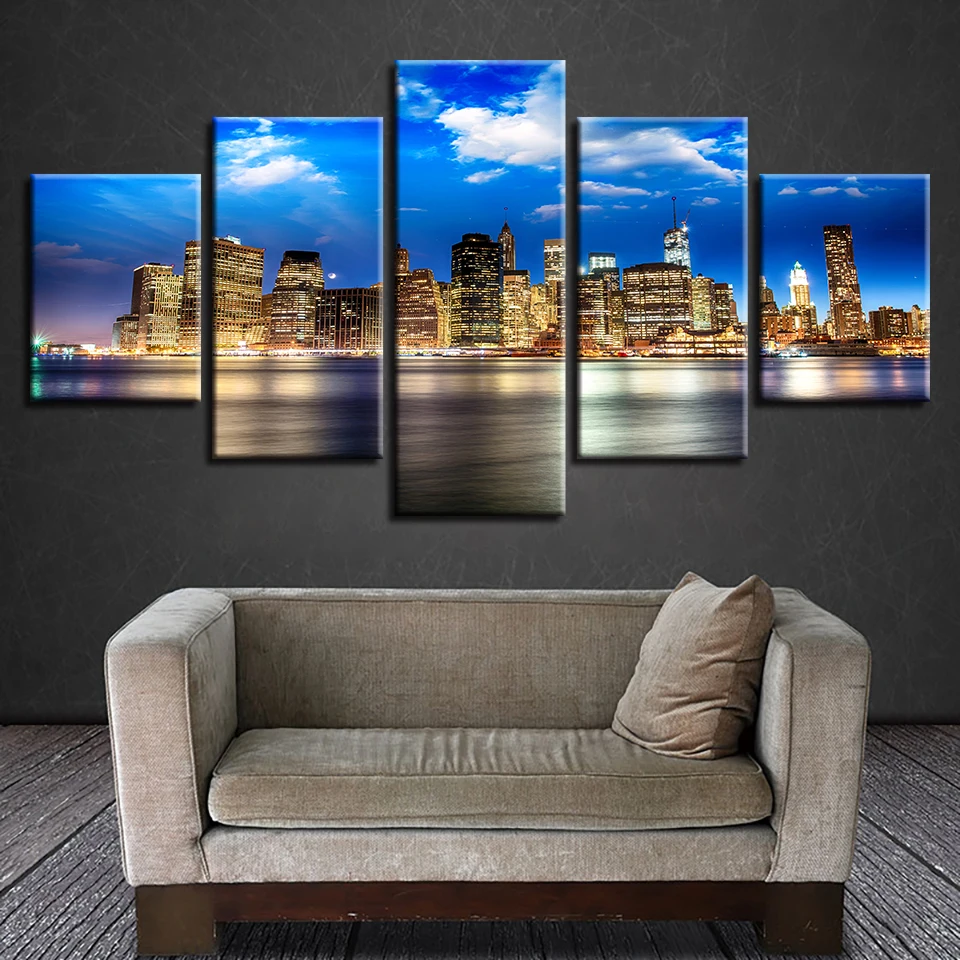 Modular Home Wall Art Decor 5 Pieces Blue Sky White Cloud City Landscape Frame Picture Art HD Printed Painting On Canvas Poster
Modular Home Wall Art Decor 5 Pieces Blue Sky White Cloud City Landscape Frame Picture Art HD Printed Painting On Canvas Poster