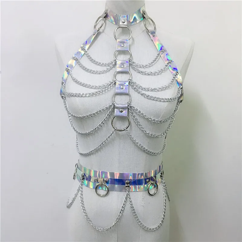 New Punk O Neck Holographic Link Chain Body Harness Summer Women Pu Waist Metal Buckle Belt Club Party Slim Suspenders Outfits
New Punk O Neck Holographic Link Chain Body Harness Summer Women Pu Waist Metal Buckle Belt Club Party Slim Suspenders Outfits