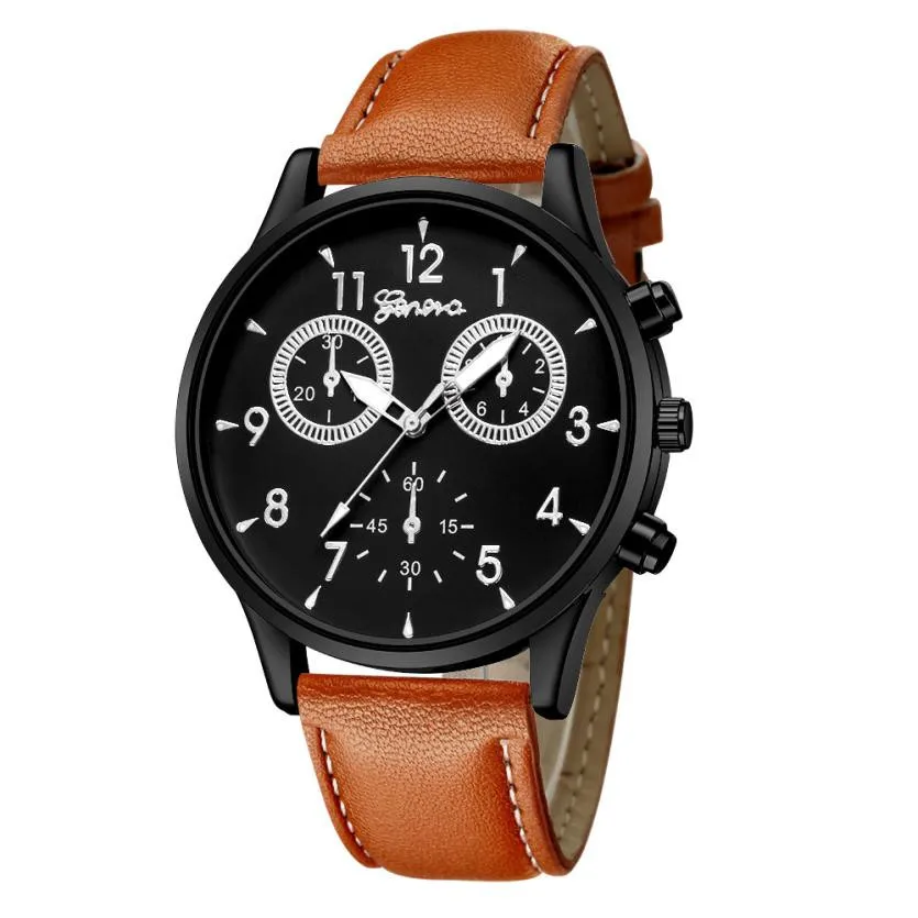 Male Clock Fashion Men's Leather Military Casual Analog Quartz Wrist Watch Business Watches Gift erkek kol saati 2018 | Наручные часы