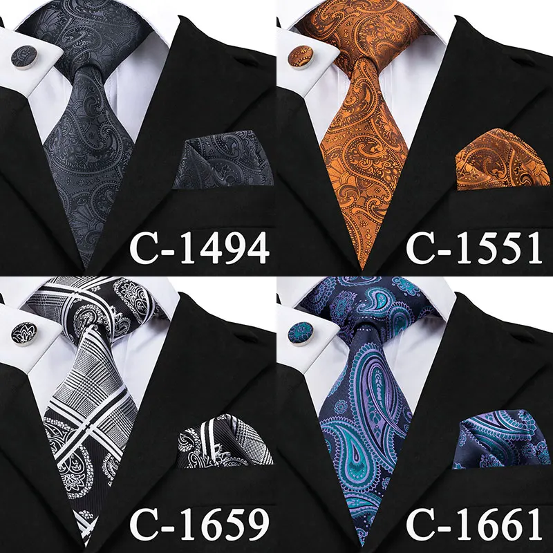C-3174 Шелковый тканый мужской галстук красный новый полосатый Hanky запонки набор 8 5