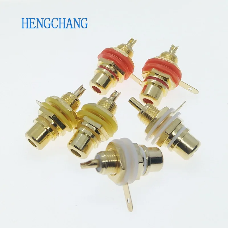 Позолоченный разъем RCA Jack 6 шт. монтажный корпус для аудио-видео гнездо с гайкой