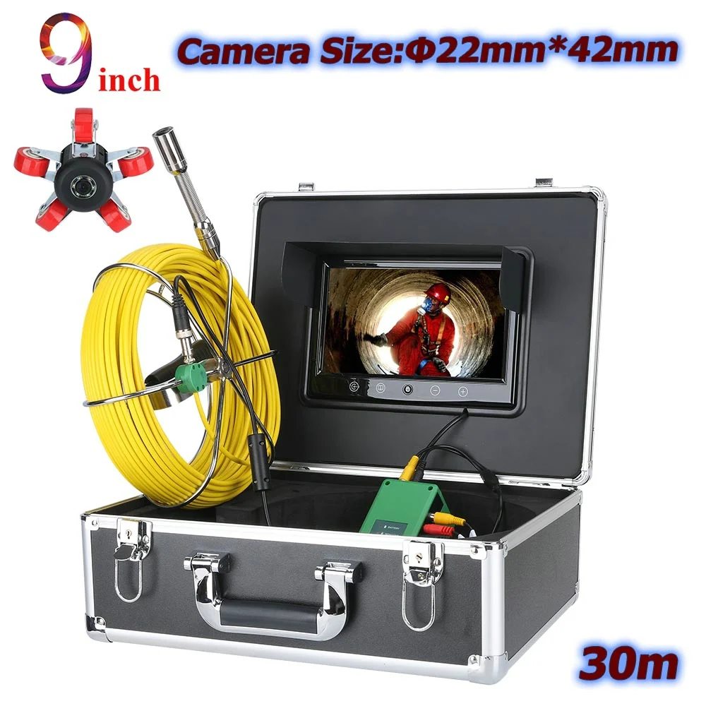 30M 9 inch 22mm Industrial Pipe Sewer Inspection Video Camera IP68 Waterproof Drain Pipe Sewer Inspection Camera System 1000TVL
30M 9 inch 22mm Industrial Pipe Sewer Inspection Video Camera IP68 Waterproof Drain Pipe Sewer Inspection Camera System 1000TVL