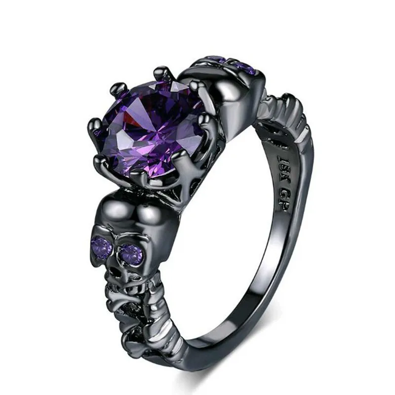 Austrian Gothic Black Gun Plated Style Retro Skull Rings For Women Purple Crystal CZ Wedding Jewelry party trendy love gift Ring
Austrian Gothic Black Gun Plated Style Retro Skull Rings For Women Purple Crystal CZ Wedding Jewelry party trendy love gift Ring