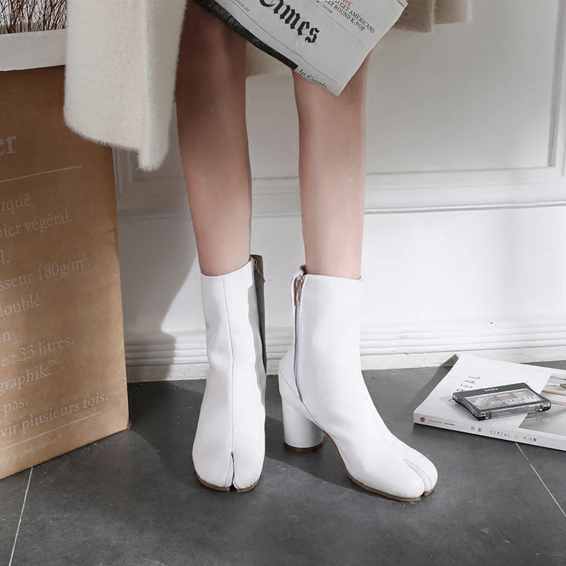 Ботильоны черно белые полусапожки Zapatos Mujer новая Модные женские сапоги не