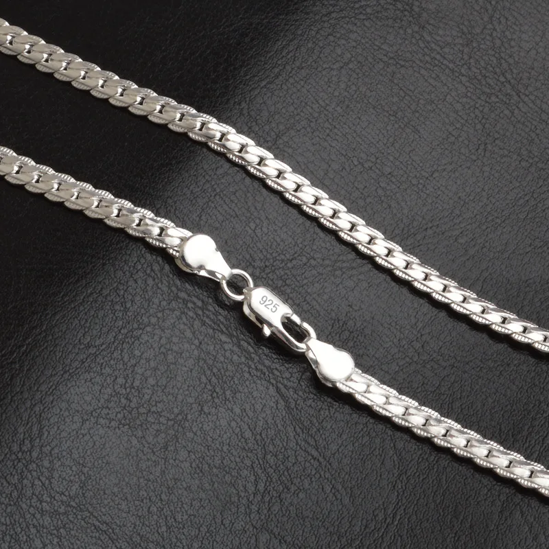 10PCS Europe and the United States sell like hot cakes 5 mm wide men 925 silver necklace Factory price high quality | Украшения и