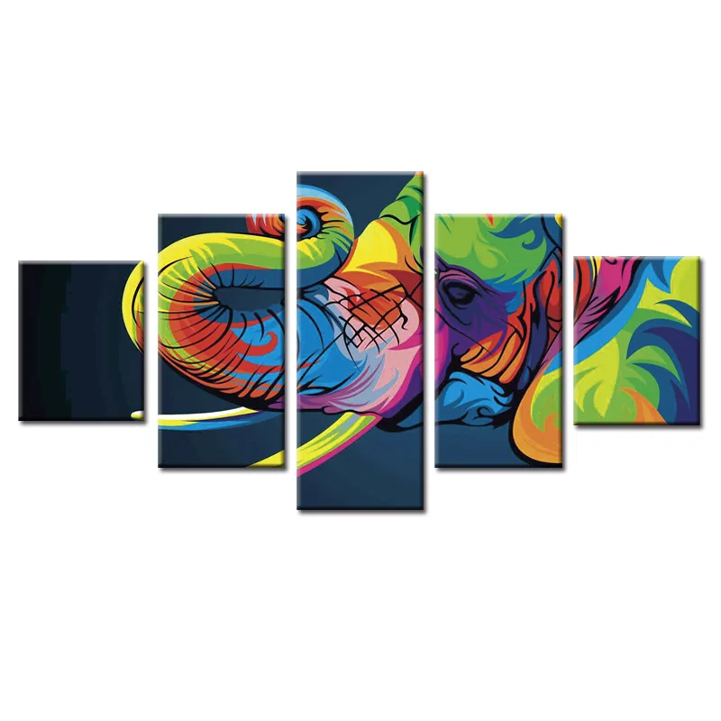 5 panel framed Abstract colorful elephant canvas wall art painting home decoration living room canvas print modern painting
5 panel framed Abstract colorful elephant canvas wall art painting home decoration living room canvas print modern painting