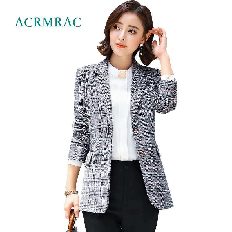 ACRMRAC Women Blazers Slim Autumn and winter Blazers lattice long Jacket Long sleeve OL Formal Blazers Women
ACRMRAC Women Blazers Slim Autumn and winter Blazers lattice long Jacket Long sleeve OL Formal Blazers Women
