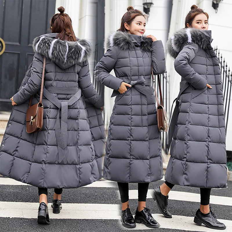 2018 Winter long jacket women's hooded fur collar thick warm female Parker jacket waist tie slim long winter jackets coat p501
2018 Winter long jacket women's hooded fur collar thick warm female Parker jacket waist tie slim long winter jackets coat p501