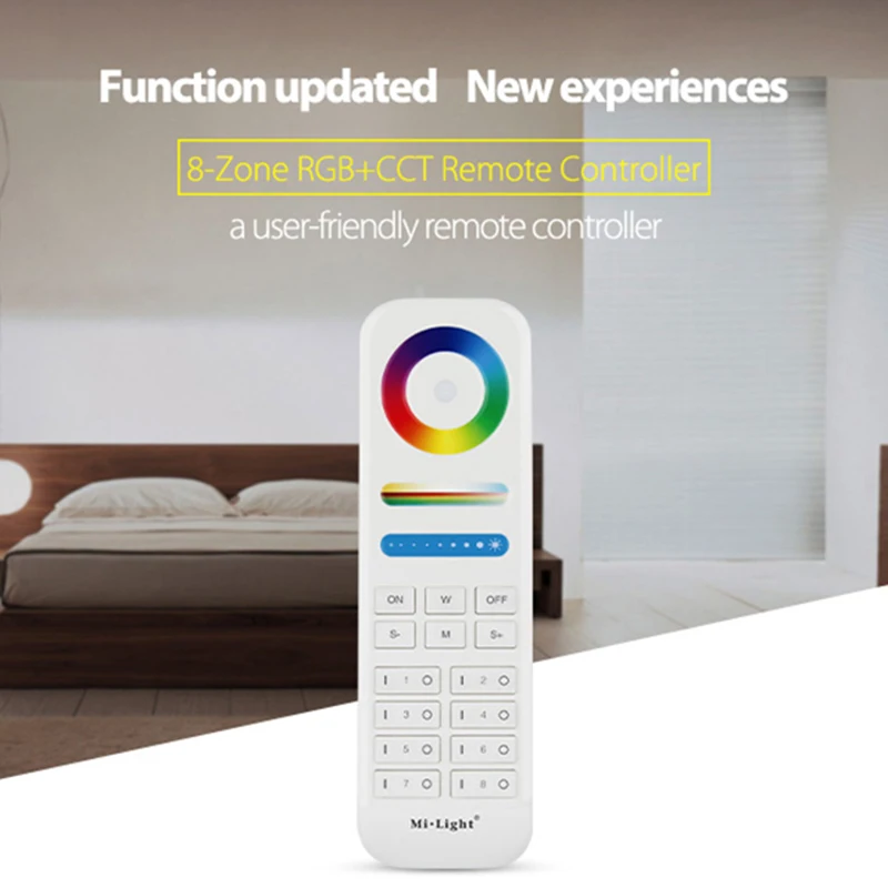 MiLight 2.4G wireless 8 Zone FUT089 remote B8 Wall-mounted Touch Panel LS2 5IN 1smart led controller for RGB+CCT led strip
MiLight 2.4G wireless 8 Zone FUT089 remote B8 Wall-mounted Touch Panel LS2 5IN 1smart led controller for RGB+CCT led strip