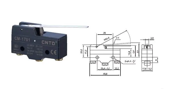 Top Quality Original CNTD CM-1701 Micro Switch/Limit Switch Ui 380V Ith 15A For Electric Forklift Machine Tool
Top Quality Original CNTD CM-1701 Micro Switch/Limit Switch Ui 380V Ith 15A For Electric Forklift Machine Tool