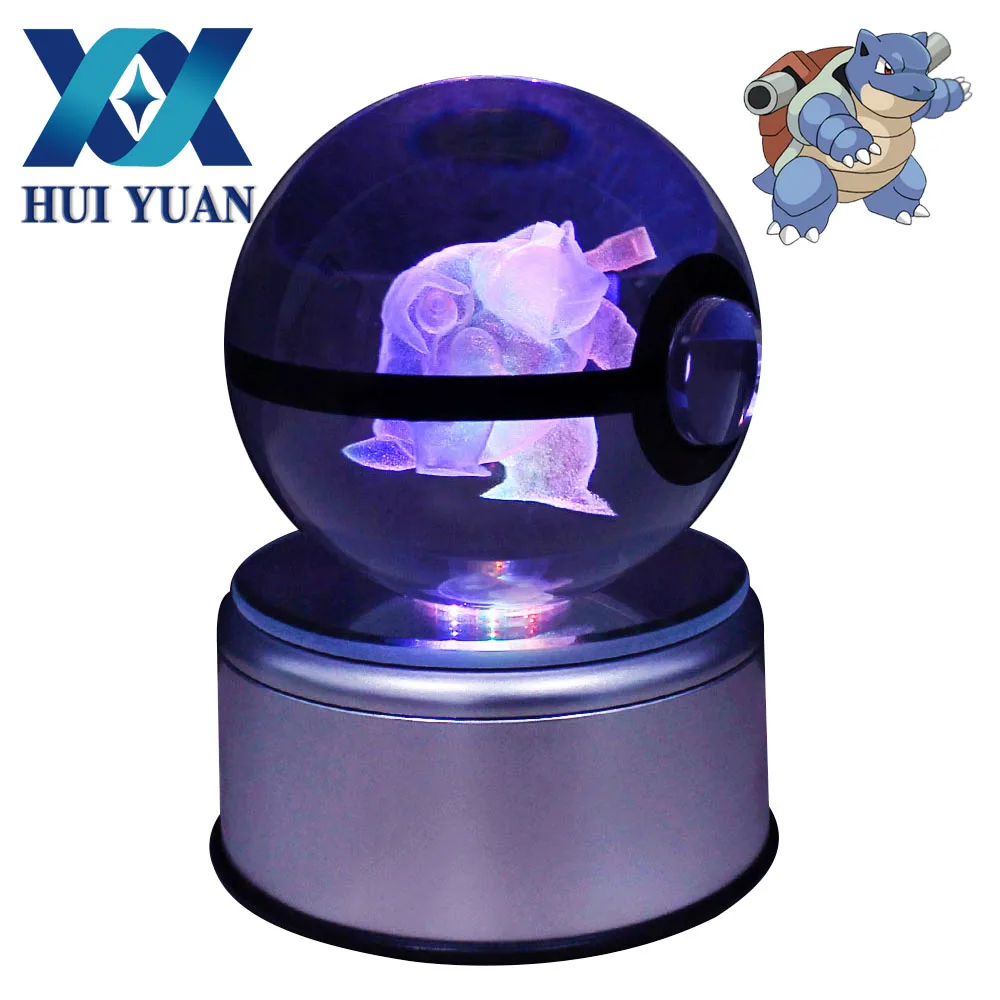 Хуэй Юань Blastoise Pokeball хрустальный шар 3D светодиодный лазерной Новинка свет USB AA