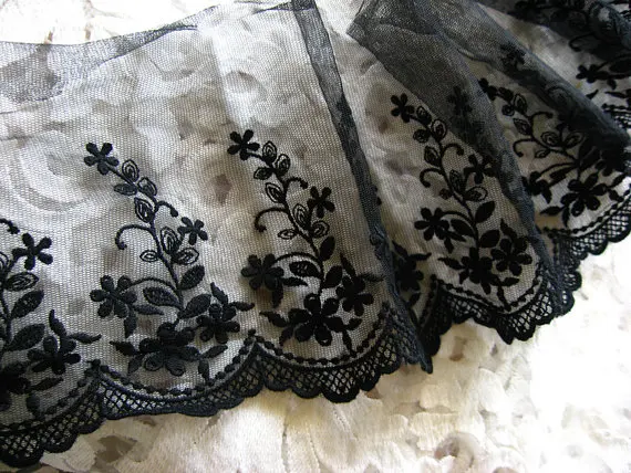 10 yards Black Lace Trim, Scollaped Lace Trim, Retro Embroidered Florals Trim Lace Fabric, Black Gauze Lace
10 yards Black Lace Trim, Scollaped Lace Trim, Retro Embroidered Florals Trim Lace Fabric, Black Gauze Lace
