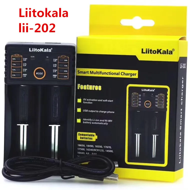 Умное зарядное устройство liitoKala с USB-портом и функцией внешнего аккумулятора для lii202, Ni-MH, литиевый для 18650 26650 18350
Умное зарядное устройство liitoKala с USB-портом и функцией внешнего аккумулятора для lii202, Ni-MH, литиевый для 18650 26650 18350