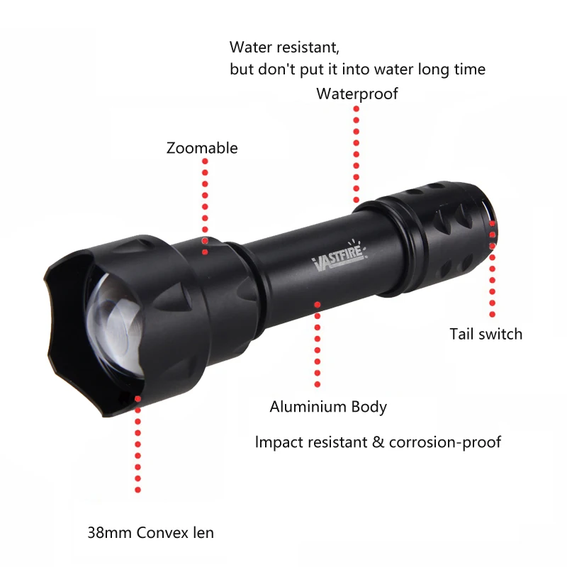 T20 R5 Hunting Flashlight 1 Mode 67mm Lens Zoomable Focus Red/Green Light LED Tactical flashlight Torch For Camping,hunting
T20 R5 Hunting Flashlight 1 Mode 67mm Lens Zoomable Focus Red/Green Light LED Tactical flashlight Torch For Camping,hunting