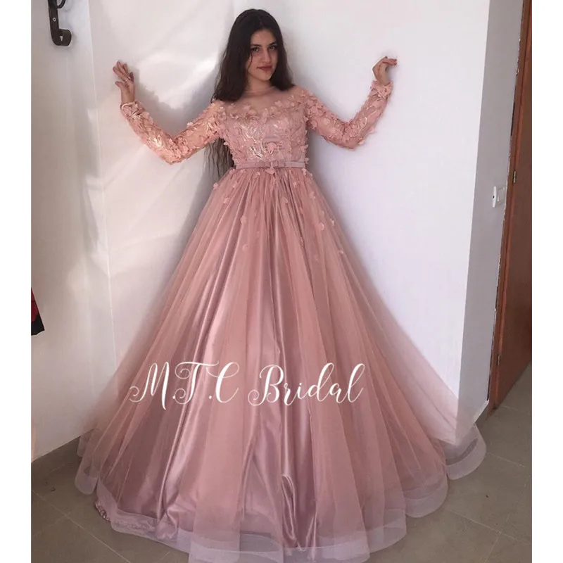 Gorgeous Flowers Long Sleeve Arabic Evening Dress A Line Floor Length Dusty Pink Prom Gowns Custom Made Formal Dresses 2019 New
Gorgeous Flowers Long Sleeve Arabic Evening Dress A Line Floor Length Dusty Pink Prom Gowns Custom Made Formal Dresses 2019 New