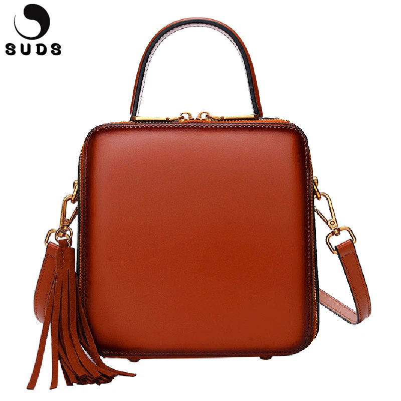 SUDS Brand Genuine Leather Luxury Handbags Women Bag Designer Vintage Rivet Shoulder Flap Bag Cow Leather Female Crossbody Bags
SUDS Brand Genuine Leather Luxury Handbags Women Bag Designer Vintage Rivet Shoulder Flap Bag Cow Leather Female Crossbody Bags
