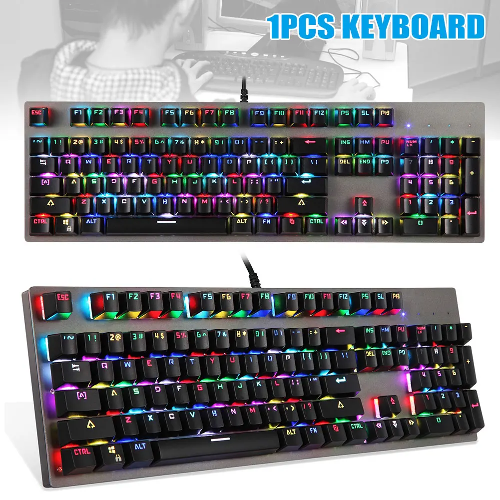 New Wired Gaming Keyboard Mechanical Backlit Keyboards USB 104 Keycaps Russian Keyboard Waterproof Computer Game Keyboards
New Wired Gaming Keyboard Mechanical Backlit Keyboards USB 104 Keycaps Russian Keyboard Waterproof Computer Game Keyboards